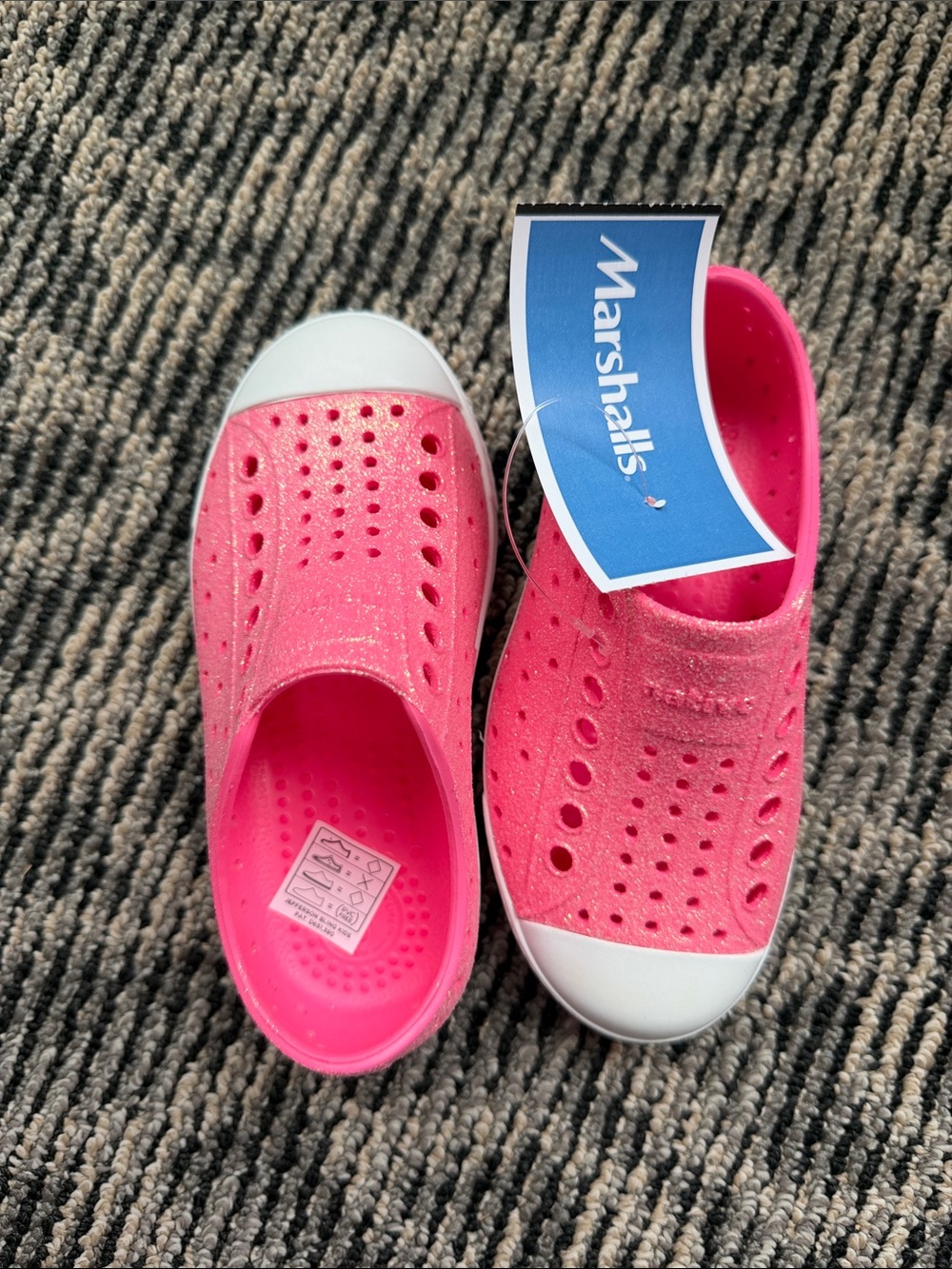 Marshalls Bright Pink Kids Slip-On Water Shoes with White Toe